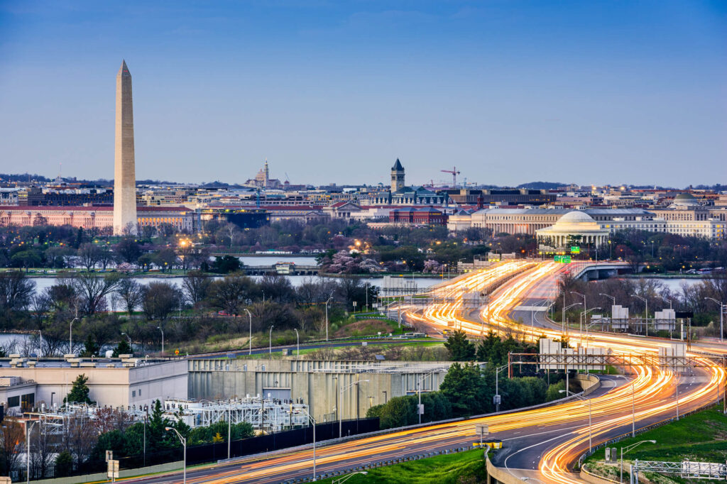 Washington DC skyline featuring the Washington Monument and Jefferson Memorial | Castine Concierge Physical Therapy | Mobile Physical Therapy Services Washington DC